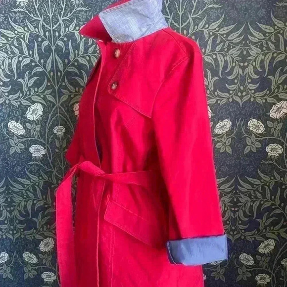 Talbots Red Water-Resistant Trenchcoat 12W - Picture 9 of 14